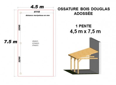 OSSATURE DOUGLAS ADOSSÉE TOIT MONO PENTE