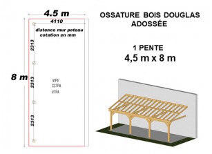 OSSATURE DOUGLAS ADOSSÉE TOIT MONO PENTE