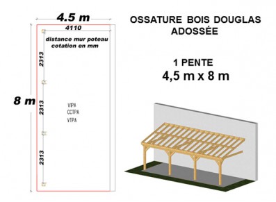 OSSATURE DOUGLAS ADOSSÉE TOIT MONO PENTE