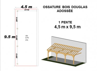 OSSATURE DOUGLAS ADOSSÉE TOIT MONO PENTE