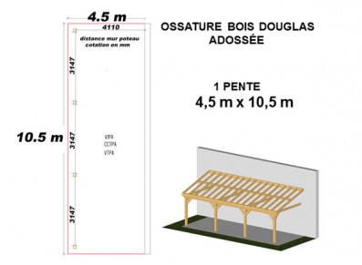 OSSATURE DOUGLAS ADOSSÉE TOIT MONO PENTE