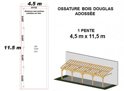 OSSATURE DOUGLAS ADOSSÉE TOIT MONO PENTE