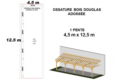 OSSATURE DOUGLAS ADOSSÉE TOIT MONO PENTE