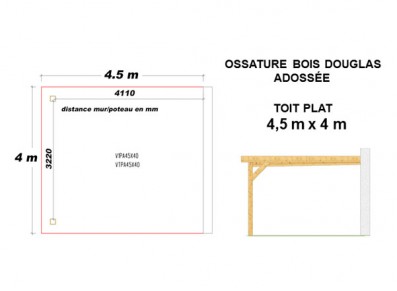 OSSATURE DOUGLAS ADOSSÉE TOIT PLAT