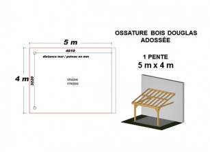 OSSATURE DOUGLAS ADOSSÉE TOIT MONO PENTE