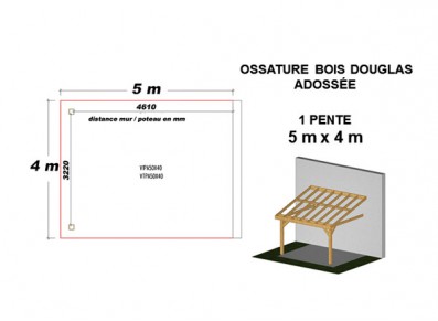 OSSATURE DOUGLAS ADOSSÉE TOIT MONO PENTE