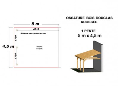 OSSATURE DOUGLAS ADOSSÉE TOIT MONO PENTE