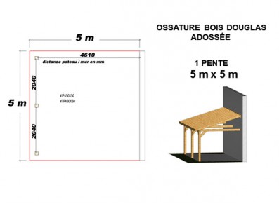 OSSATURE DOUGLAS ADOSSÉE TOIT MONO PENTE