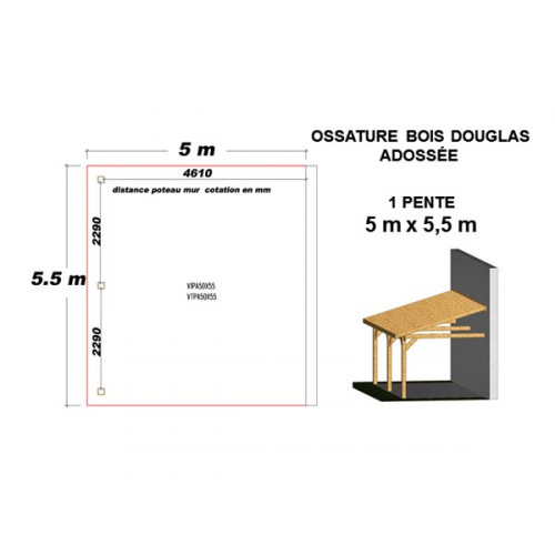 OSSATURE DOUGLAS ADOSSÉE TOIT MONO PENTE