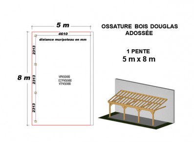 OSSATURE DOUGLAS ADOSSÉE TOIT MONO PENTE