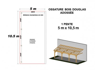 OSSATURE DOUGLAS ADOSSÉE TOIT MONO PENTE