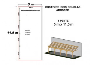 OSSATURE DOUGLAS ADOSSÉE TOIT MONO PENTE