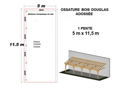 OSSATURE DOUGLAS ADOSSÉE TOIT MONO PENTE