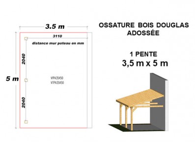 OSSATURE DOUGLAS ADOSSÉE TOIT MONO PENTE