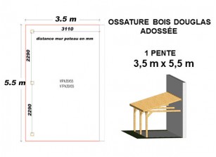 OSSATURE DOUGLAS ADOSSÉE TOIT MONO PENTE