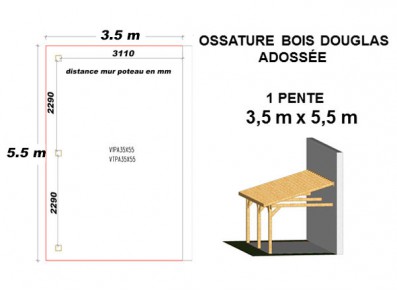 OSSATURE DOUGLAS ADOSSÉE TOIT MONO PENTE