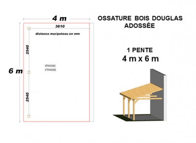 OSSATURE DOUGLAS ADOSSÉE TOIT MONO PENTE