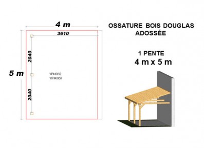 OSSATURE DOUGLAS ADOSSÉE TOIT MONO PENTE