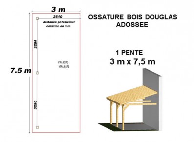 OSSATURE DOUGLAS ADOSSÉE TOIT MONO PENTE