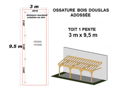 OSSATURE DOUGLAS ADOSSÉE TOIT MONO PENTE