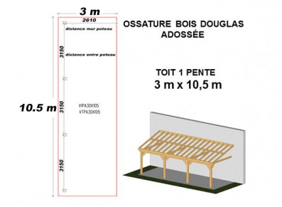 OSSATURE DOUGLAS ADOSSÉE TOIT MONO PENTE