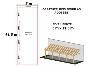 OSSATURE DOUGLAS ADOSSÉE TOIT MONO PENTE