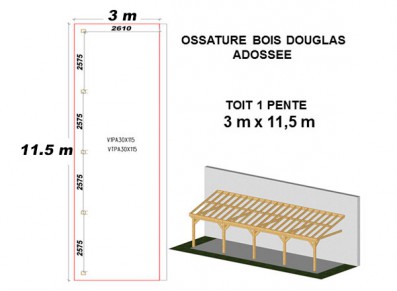 OSSATURE DOUGLAS ADOSSÉE TOIT MONO PENTE