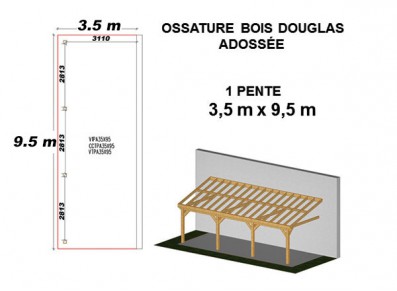 OSSATURE DOUGLAS ADOSSÉE TOIT MONO PENTE