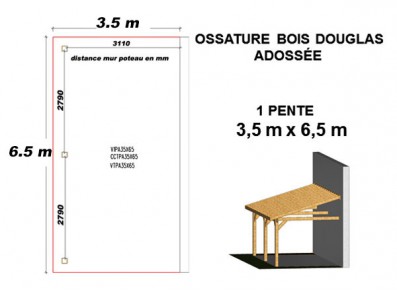 OSSATURE DOUGLAS ADOSSÉE TOIT MONO PENTE