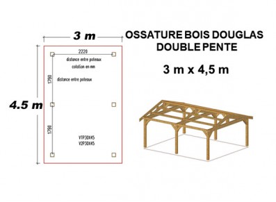 OSSATURE DOUGLAS DOUBLE PENTE