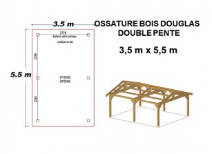 OSSATURE A COUVRIR BOIS DOUGLAS DOUBLE PENTE