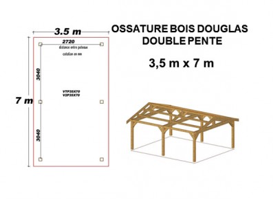 OSSATURE DOUGLAS DOUBLE PENTE