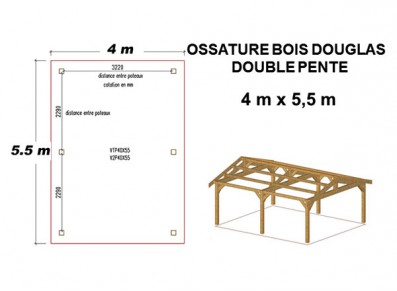 OSSATURE DOUGLAS DOUBLE PENTE ORIGINE FRANCE