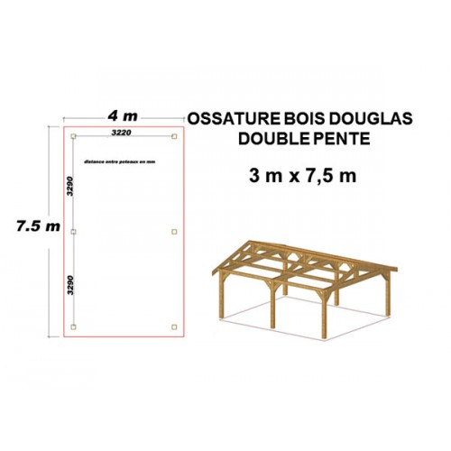 OSSATURE DOUGLAS DOUBLE PENTE