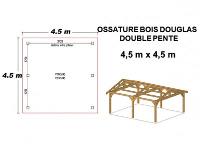 OSSATURE DOUGLAS DOUBLE PENTE