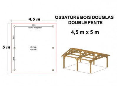 OSSATURE DOUBLE PENTE EN BOIS DOUGLAS MOISÉE ORIGINE FRANCE