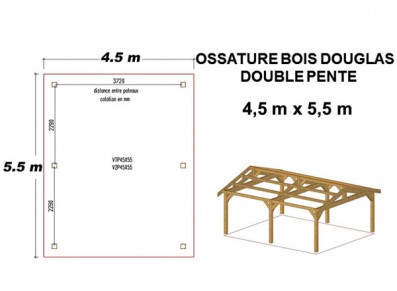 CHARPENTE A COUVRIR DOUBLE PENTE EN BOIS DOUGLAS MOISÉ