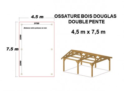 OSSATURE BOIS DOUGLAS DOUBLE PENTE ORIGINE FRANCE