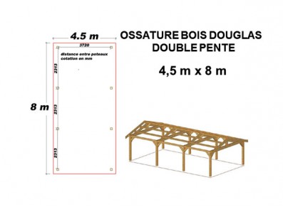 OSSATURE MOISÉE DOUBLE PENTE EN BOIS DOUGLAS