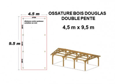 OSSATURE DOUGLAS DOUBLE PENTE