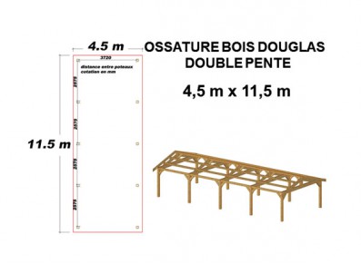 CHARPENTE MOISÉE DOUBLE PENTE EN BOIS DOUGLAS