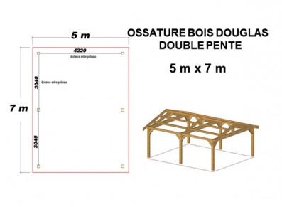 OSSATURE MOISEE DOUBLE PENTE EN BOIS DOUGLAS 