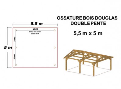 OSSATURE DOUGLAS DOUBLE PENTE