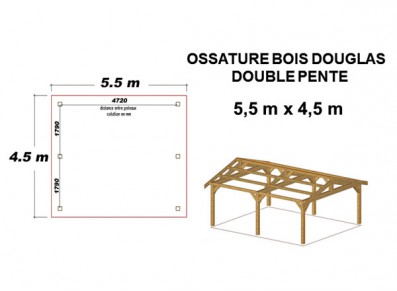 OSSATURE DOUGLAS DOUBLE PENTE