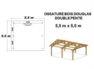 OSSATURE DOUGLAS DOUBLE PENTE