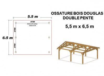 OSSATURE DOUGLAS DOUBLE PENTE