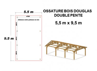 OSSATURE DOUGLAS DOUBLE PENTE