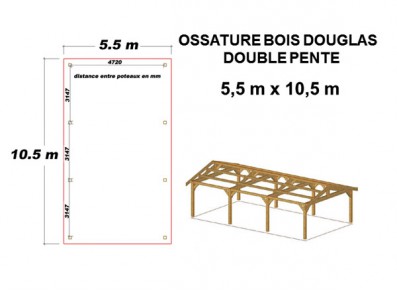 OSSATURE DOUGLAS DOUBLE PENTE