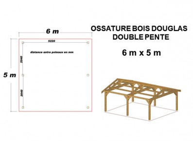 OSSATURE DOUGLAS DOUBLE PENTE