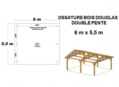 OSSATURE DOUGLAS DOUBLE PENTE